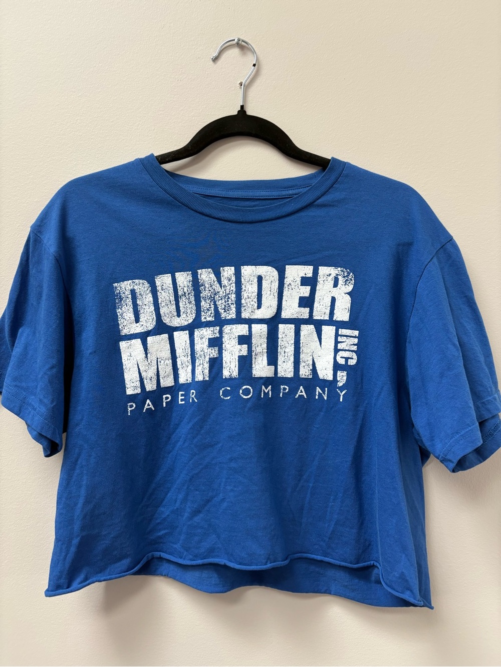 Dunder Mifflin Women’s Blue Logo Crop Tee
